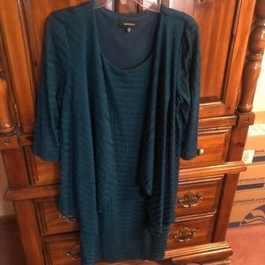 Emerald green shift dress with jacket